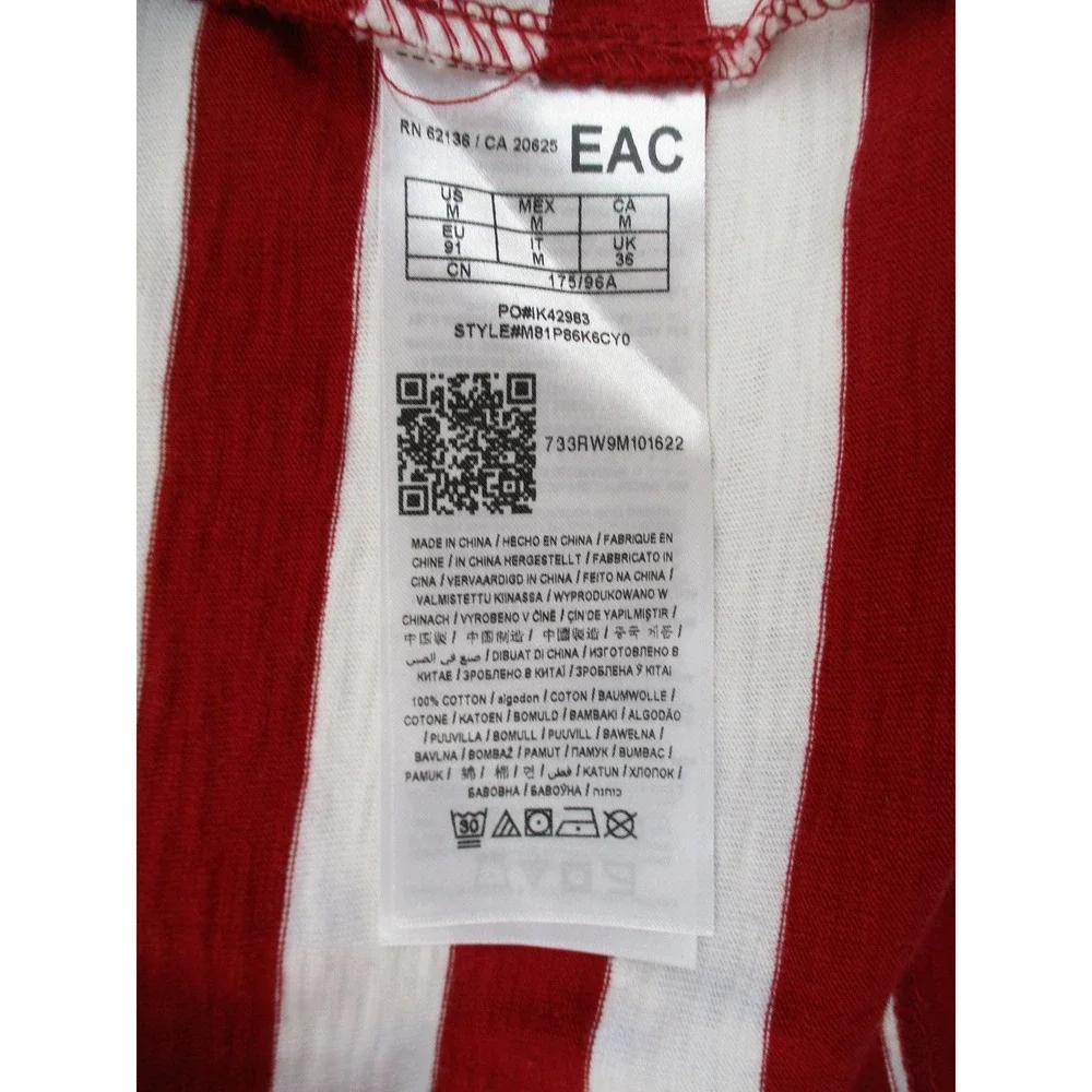 Guess Shirt Mens Medium Red White Striped Originals Embroidered Logo Vintage - Picture 8 of 9